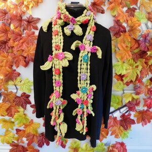 Crochet Flower Decorative Scarf - fall will come